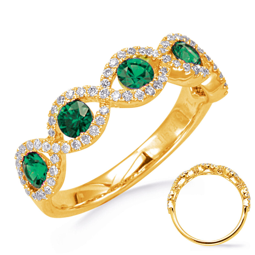 Yellow Gold Emerald &amp; Diamond Ring