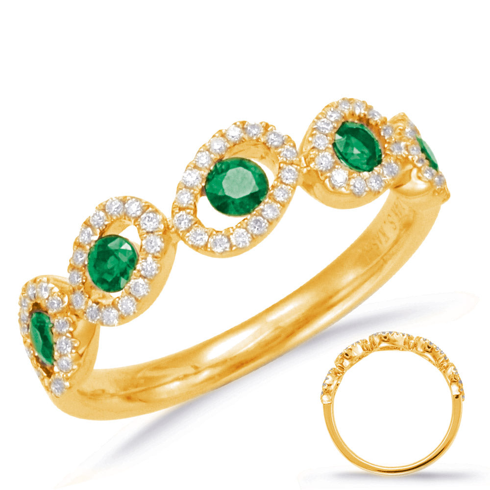Yellow Gold Emerald &amp; Diamond Ring