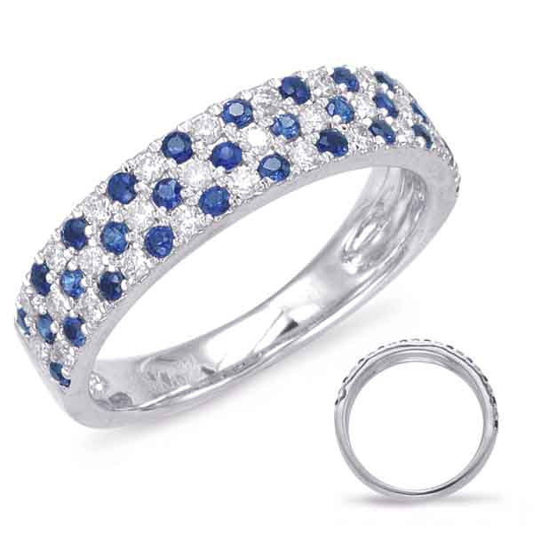 White Gold Sapphire &amp; Diamond Ring