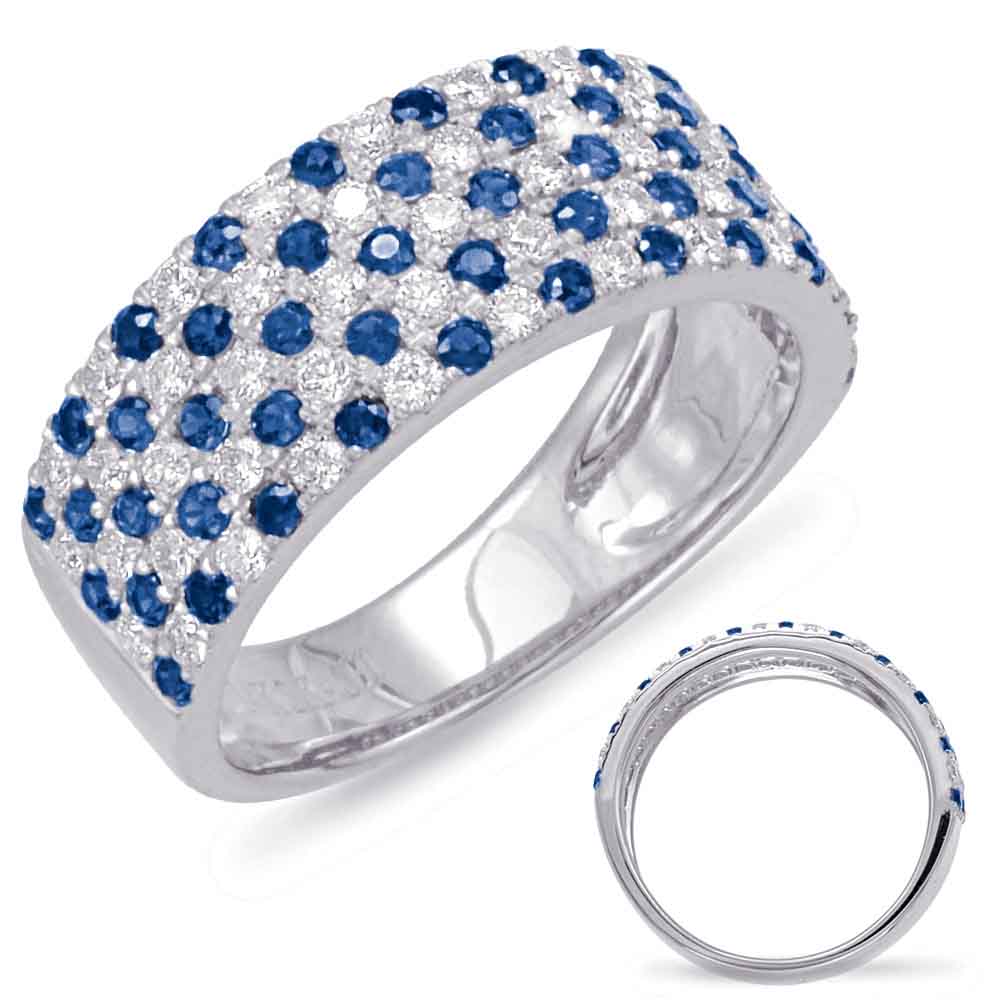 White Gold Sapphire &amp; Diamond Ring