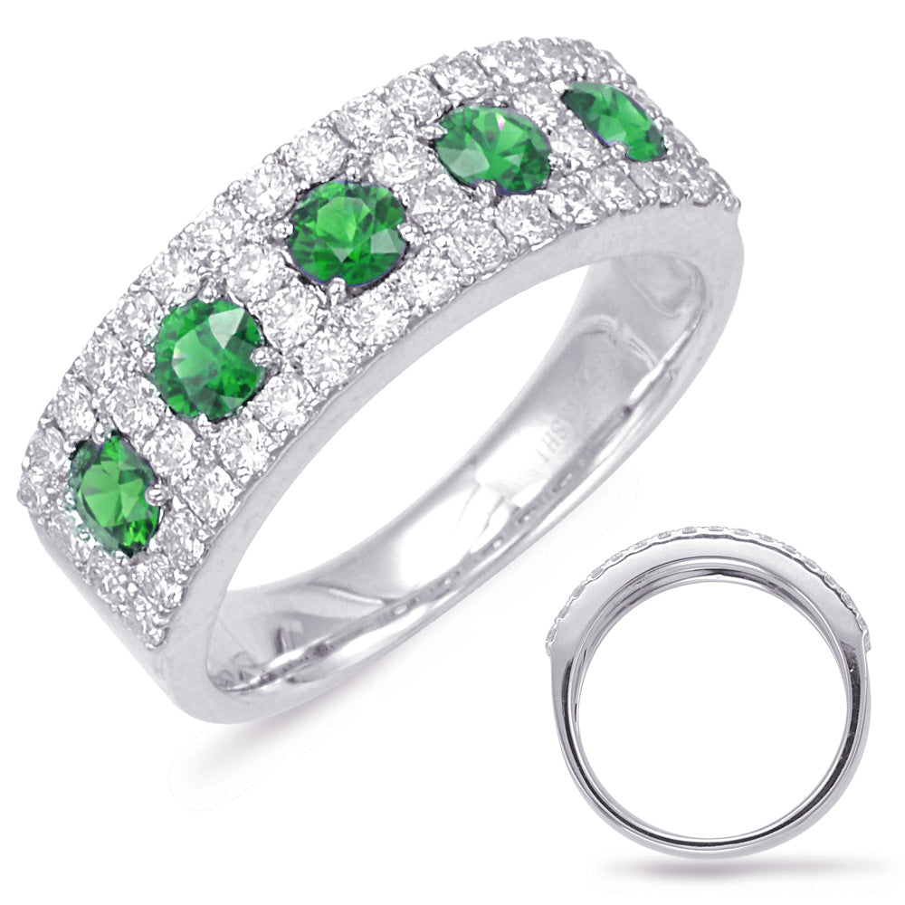 White Gold Emerald &amp; Diamond Ring