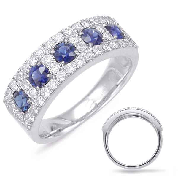 White Gold Sapphire &amp; Diamond Ring