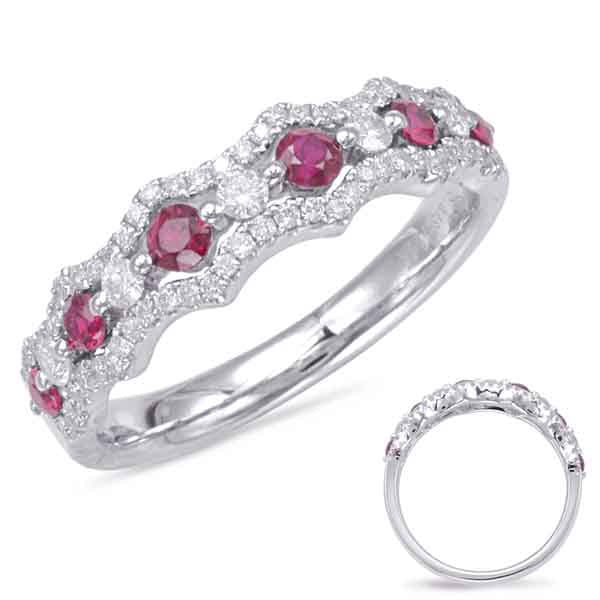 White Gold Ruby &amp; Diamond Band
