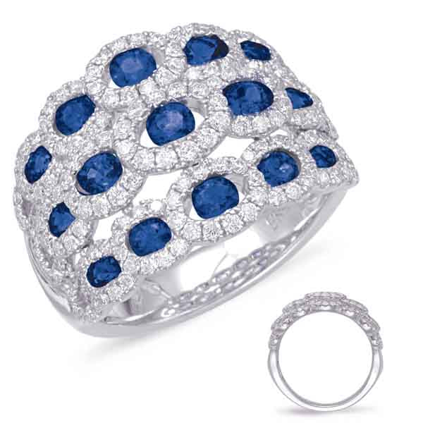White Gold Sapphire &amp; Diamond Ring