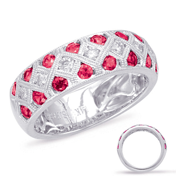 White Gold Ruby &amp; Diamond Ring
