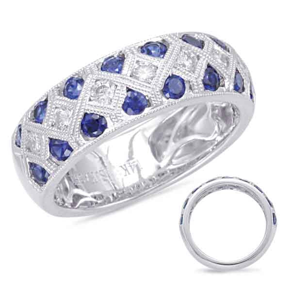 White Gold Sapphire &amp; Diamond Ring