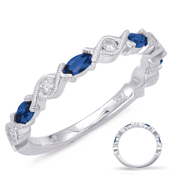 White Gold Sapphire &amp; Diamond Ring