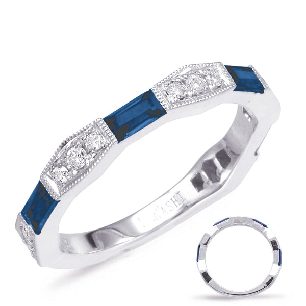 White Gold Sapphire &amp; Diamond Ring