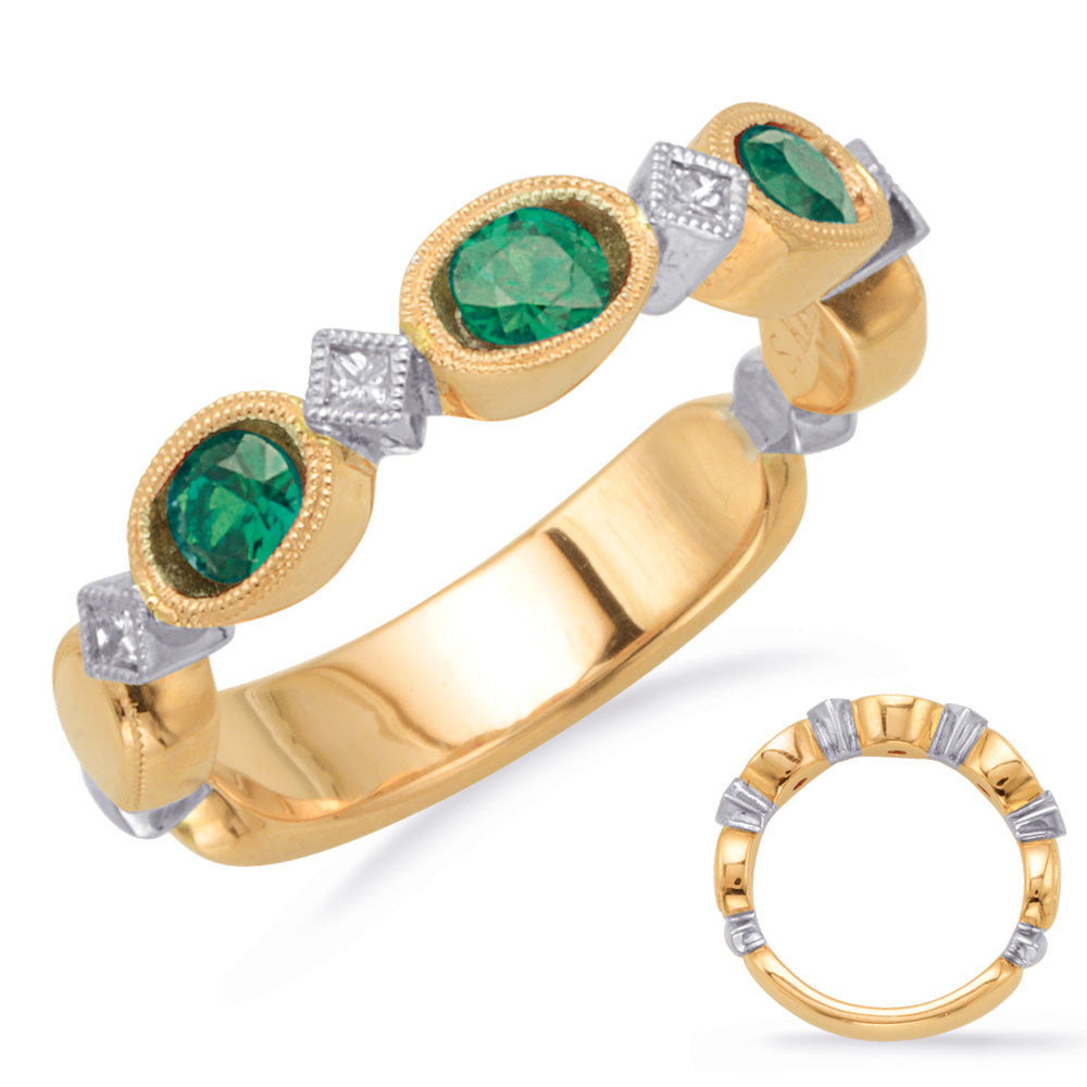 Yellow &amp; White Gold  Emd &amp; Dia Ring