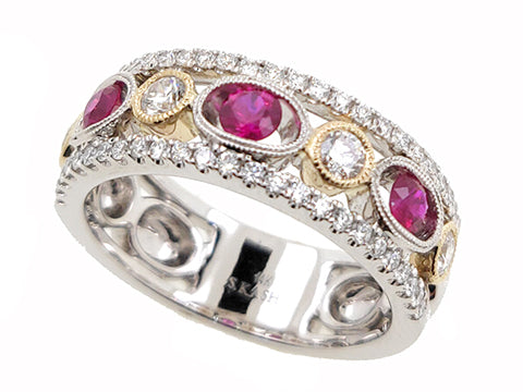 Yellow &amp; White Ruby &amp; Diamond Ring