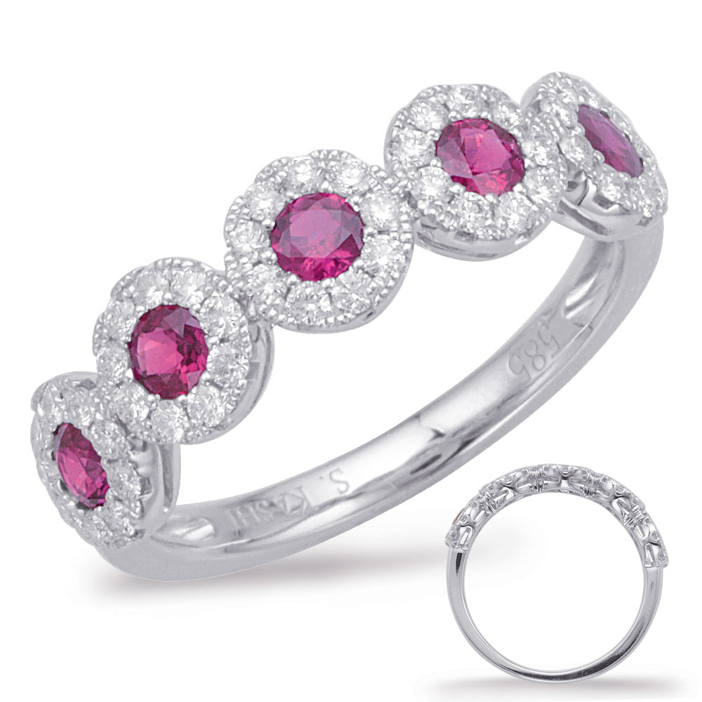 White Gold Ruby &amp; Diamond Ring