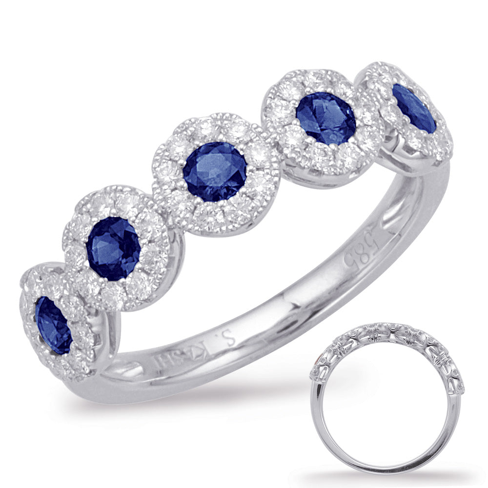 White Gold Sapphire &amp; Diamond Ring