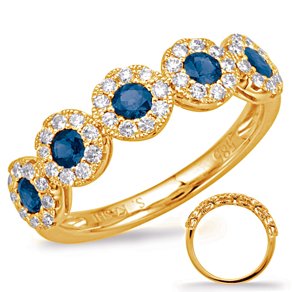 Yellow Gold Sapphire &amp; Diamond Ring