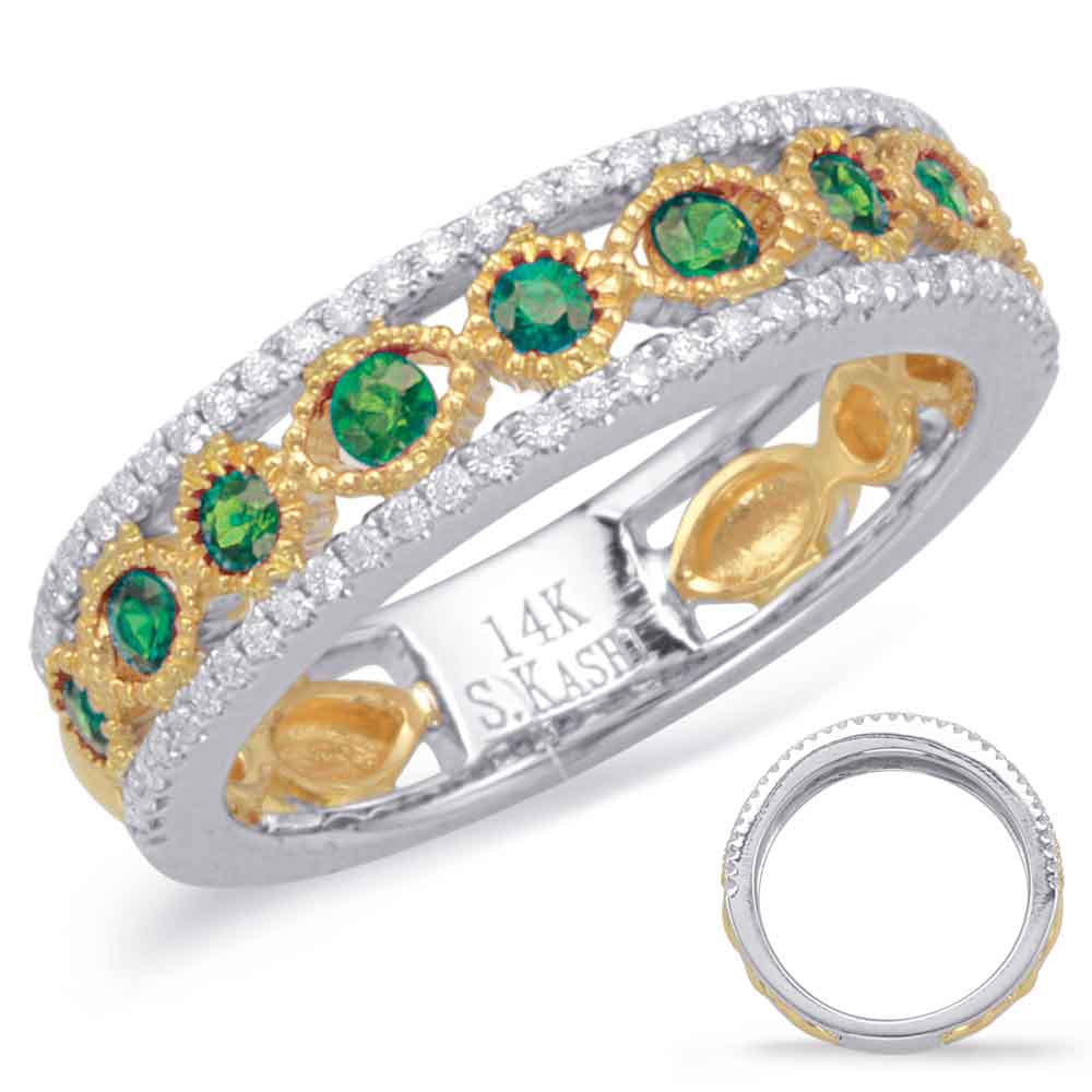 Yellow &amp; White Gold Emerald &amp; Diamond Ri