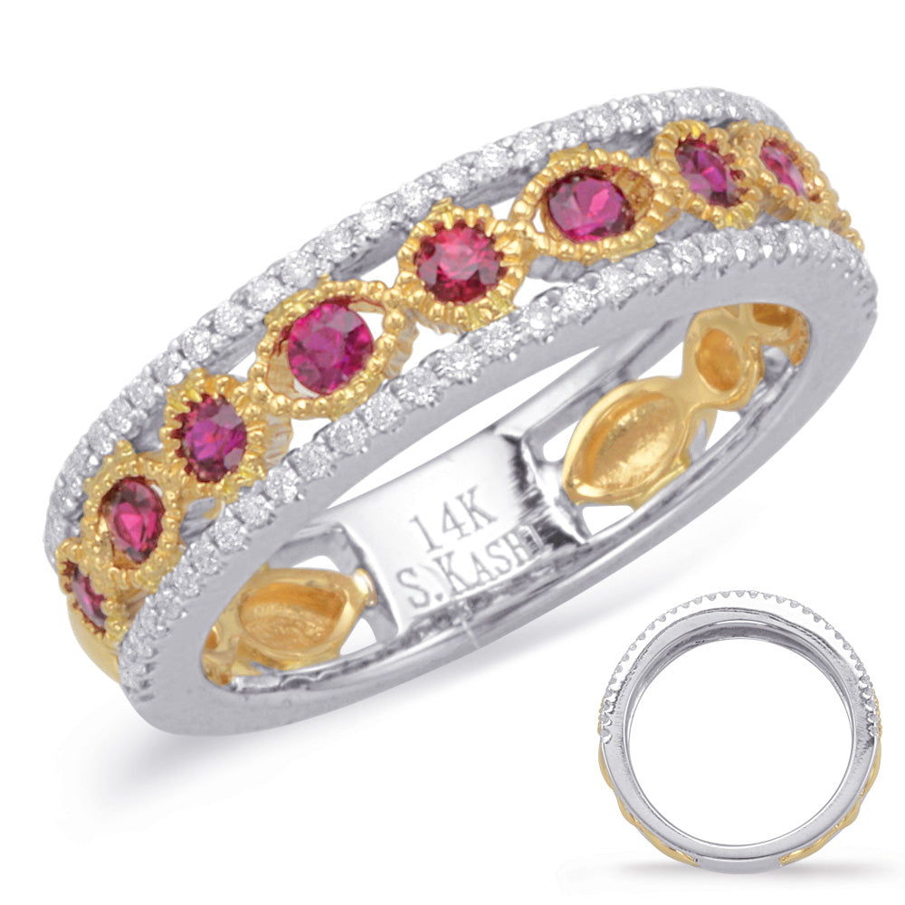 Yellow &amp; White Gold Ruby &amp; Diamond Ring