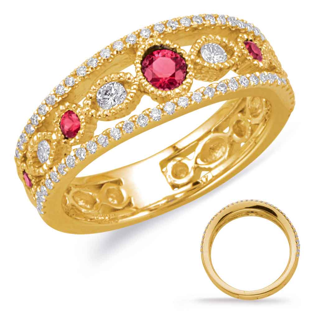 Yellow Gold Ruby &amp; Diamond Ring