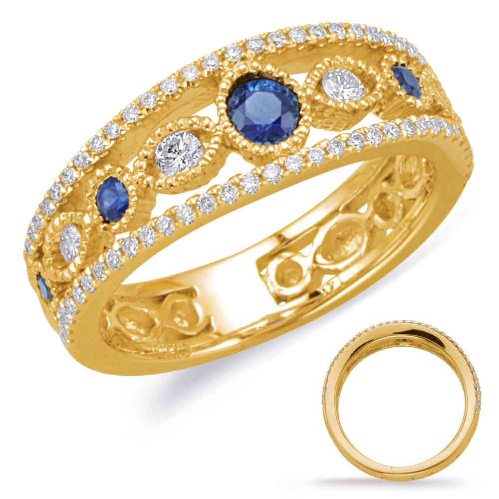 Yellow Gold Sapphire &amp; Diamond Ring