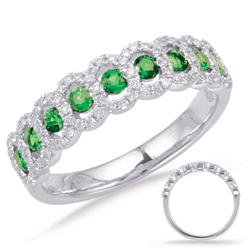 White Gold Emerald &amp; Diamond Ring