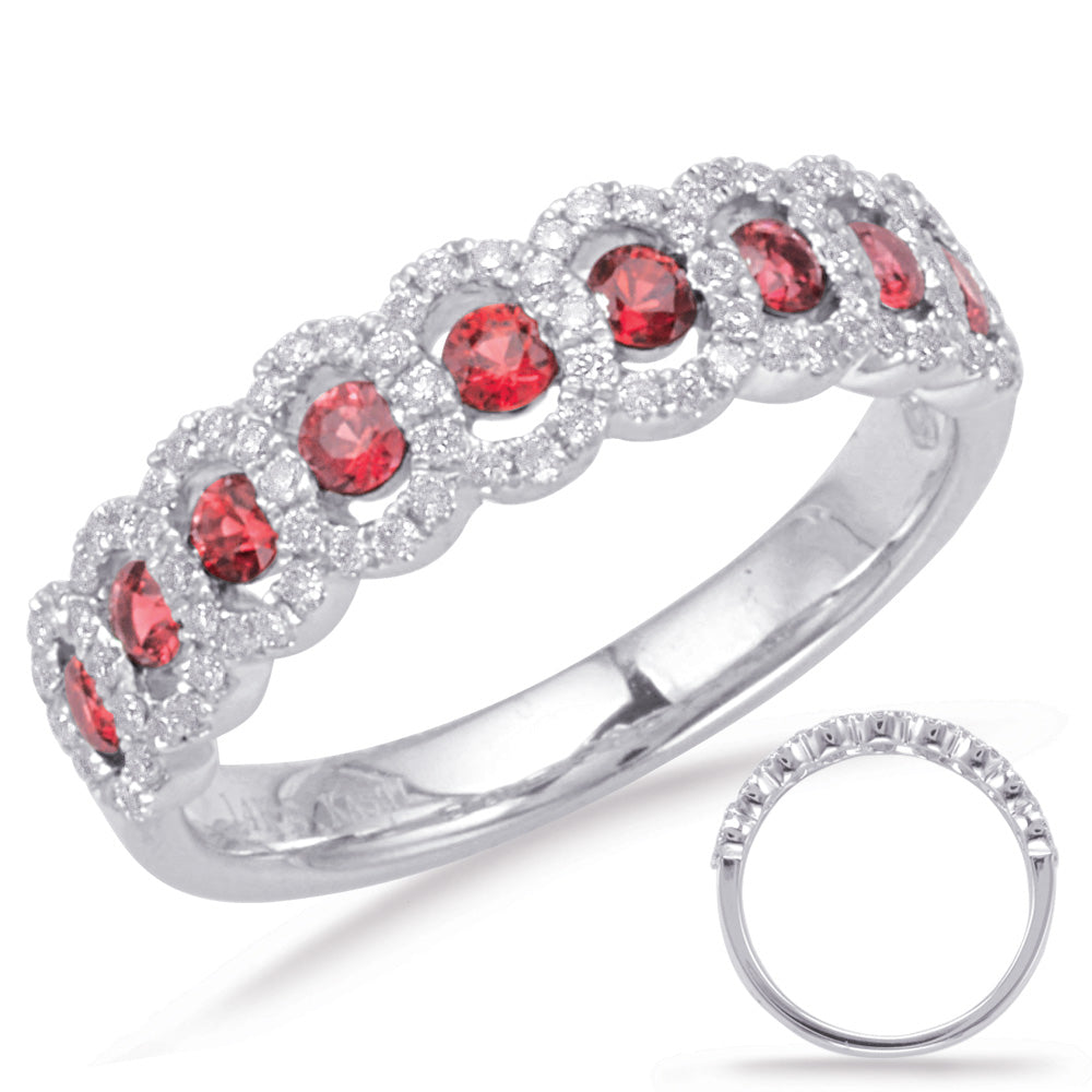 White Gold Ruby &amp; Diamond Ring