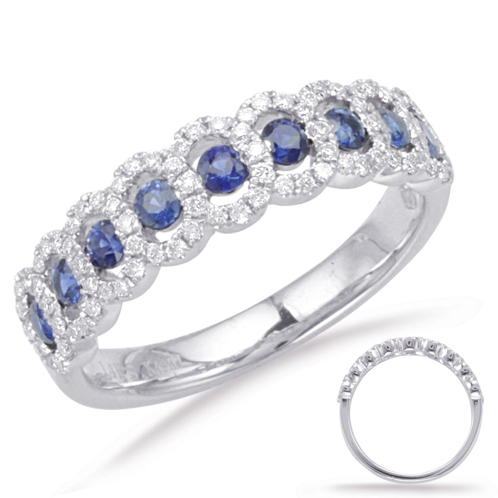 White Gold Sapphire &amp; Diamond Ring