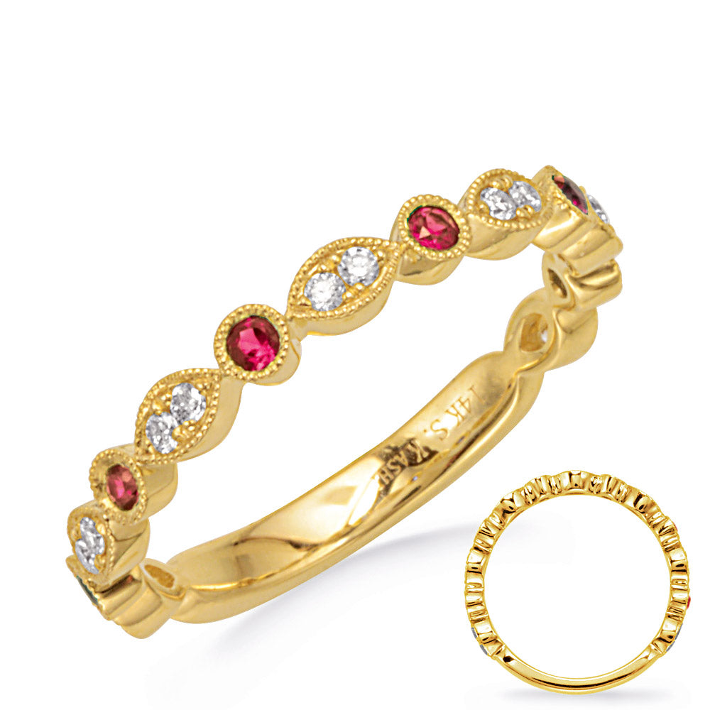 Yellow Gold Ruby &amp; Diamond Ring
