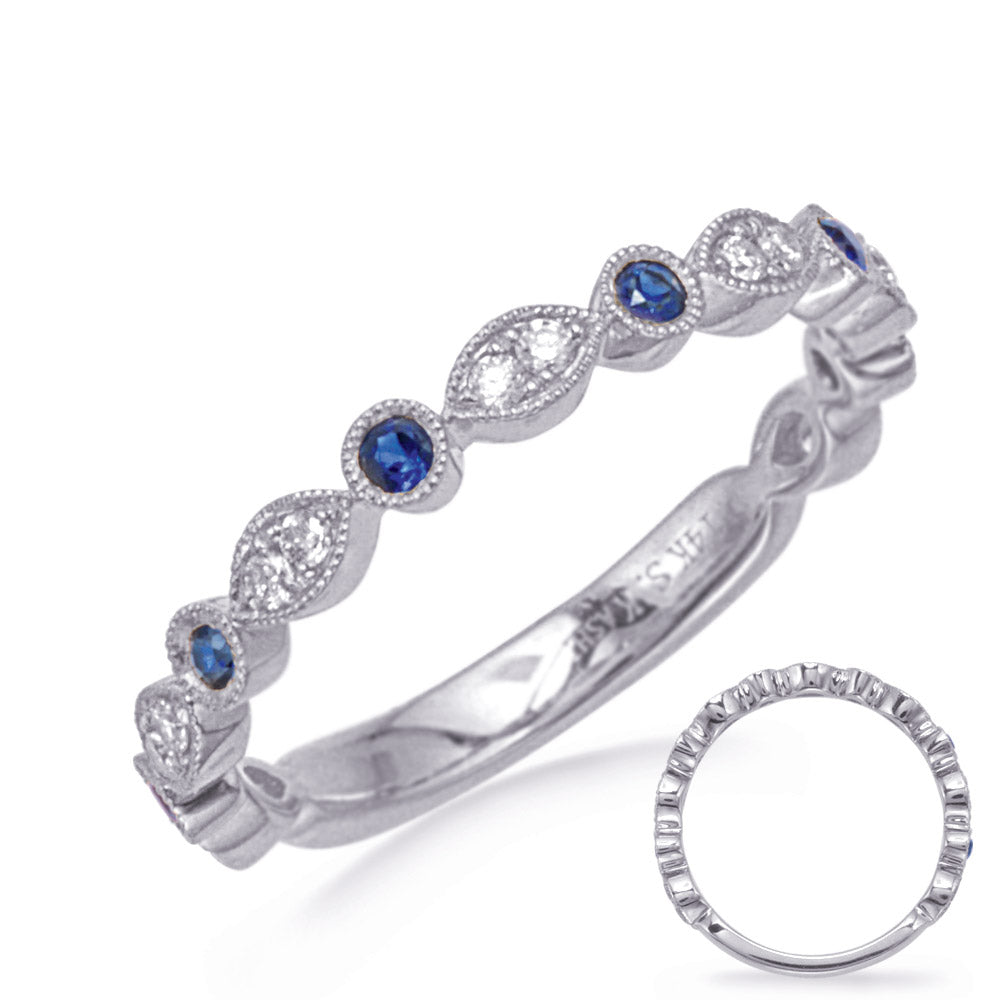 White Gold Sapphire &amp; Diamond Ring