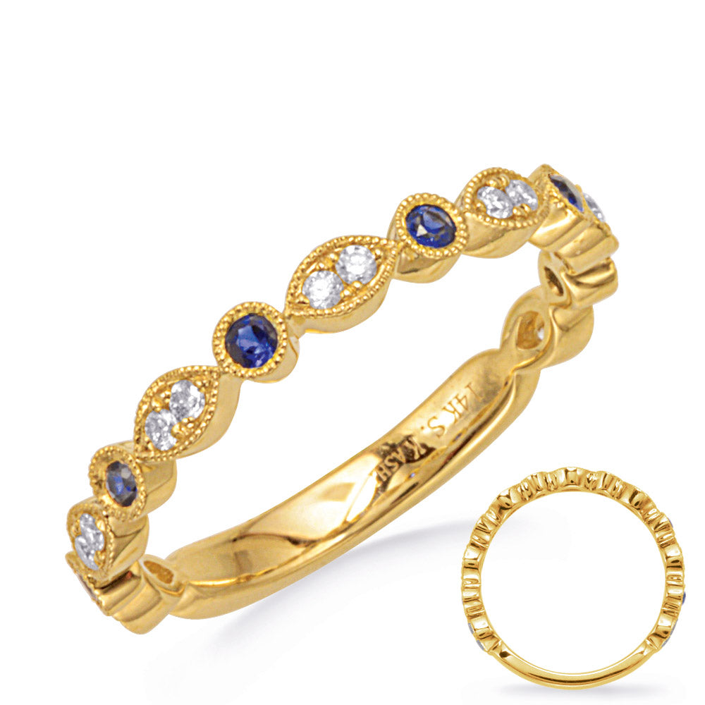 Yellow Gold Sapphire &amp; Diamond Ring