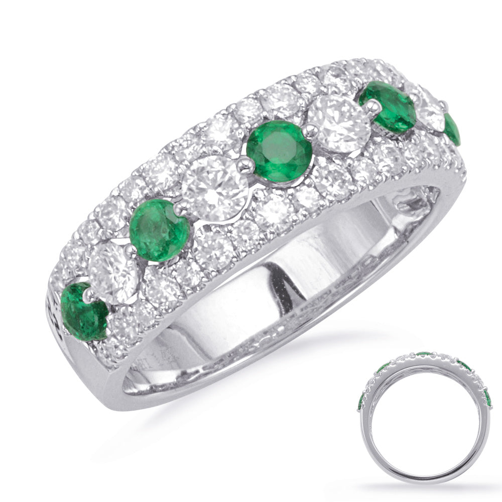 White Gold Emerald &amp; Diamond Ring