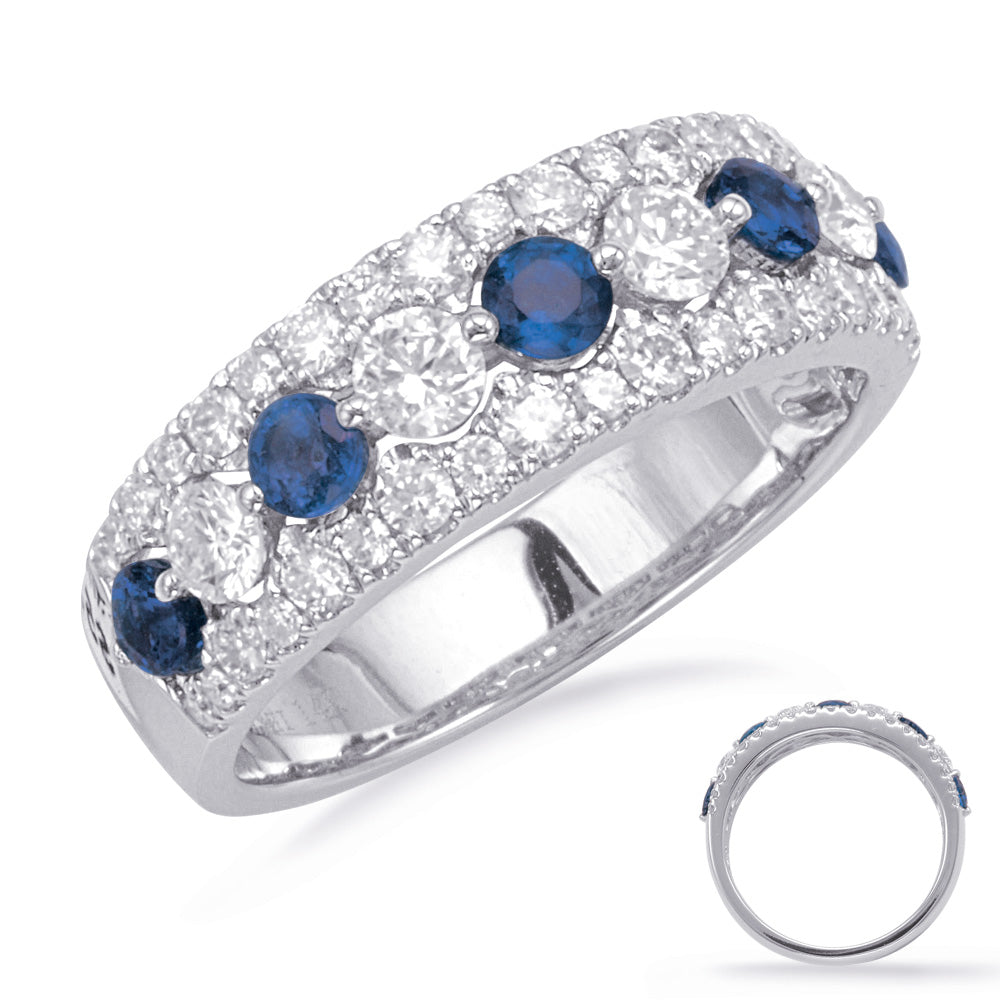 White Gold Sapphire &amp; Diamond Ring