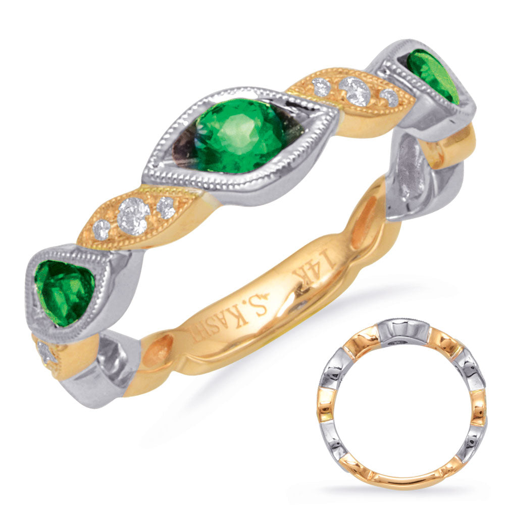 Yellow &amp; White Emerald &amp; Diamond Ring