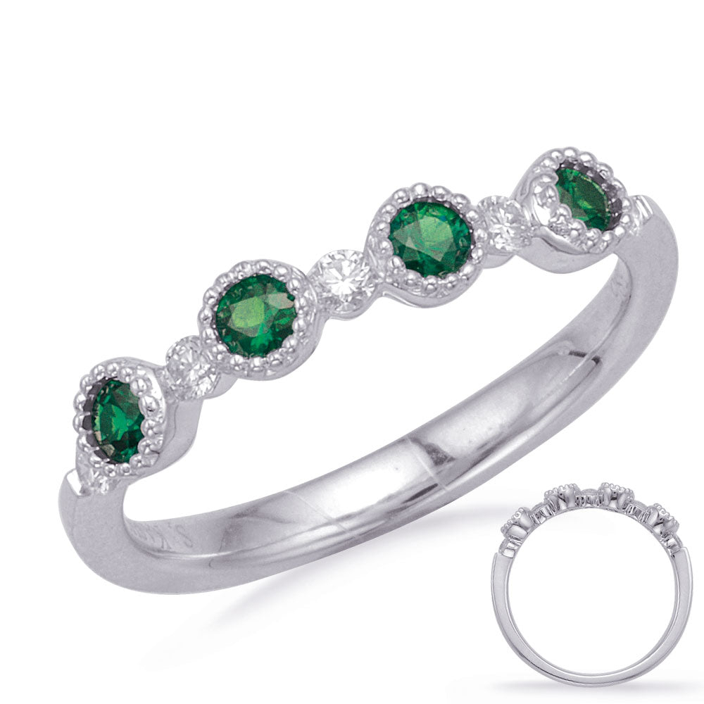 White Gold Emerald &amp; Diamond Ring