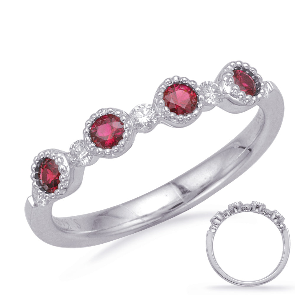 White Gold Ruby &amp; Diamond Ring