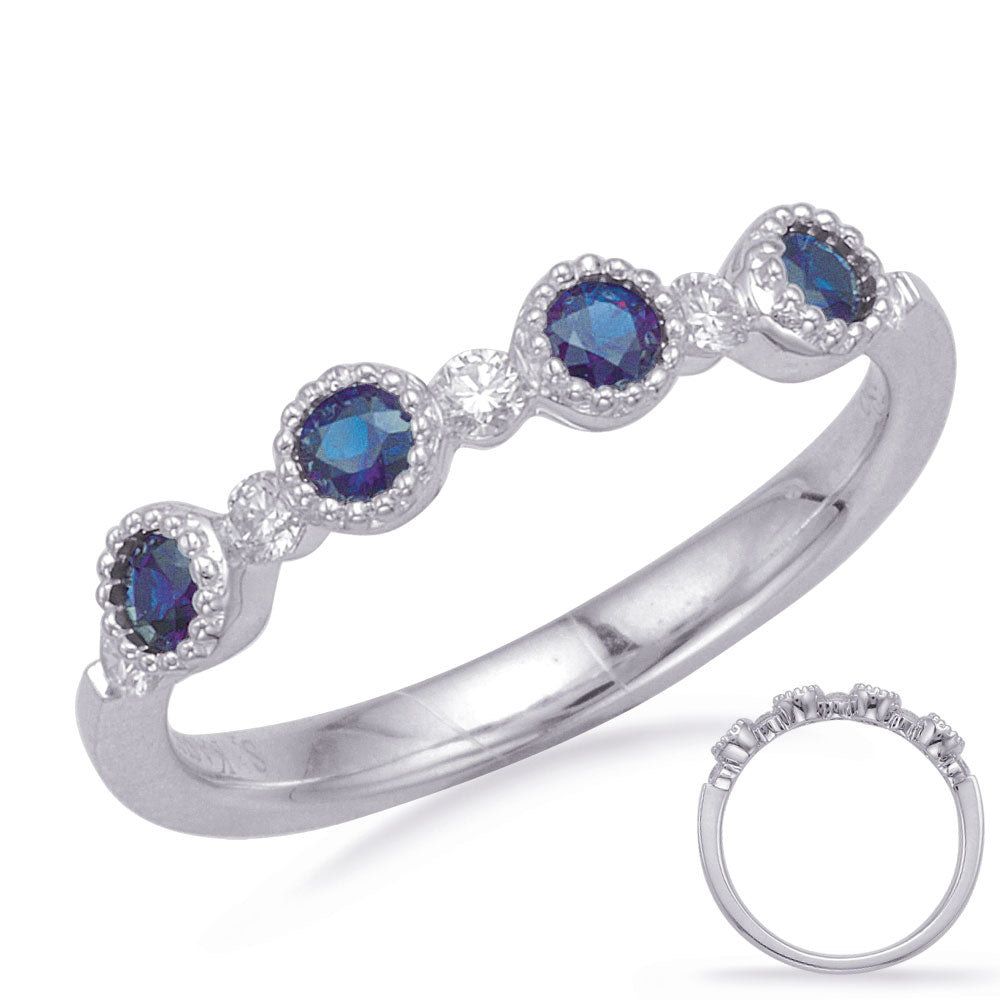 White Gold Sapphire &amp; Diamond Ring