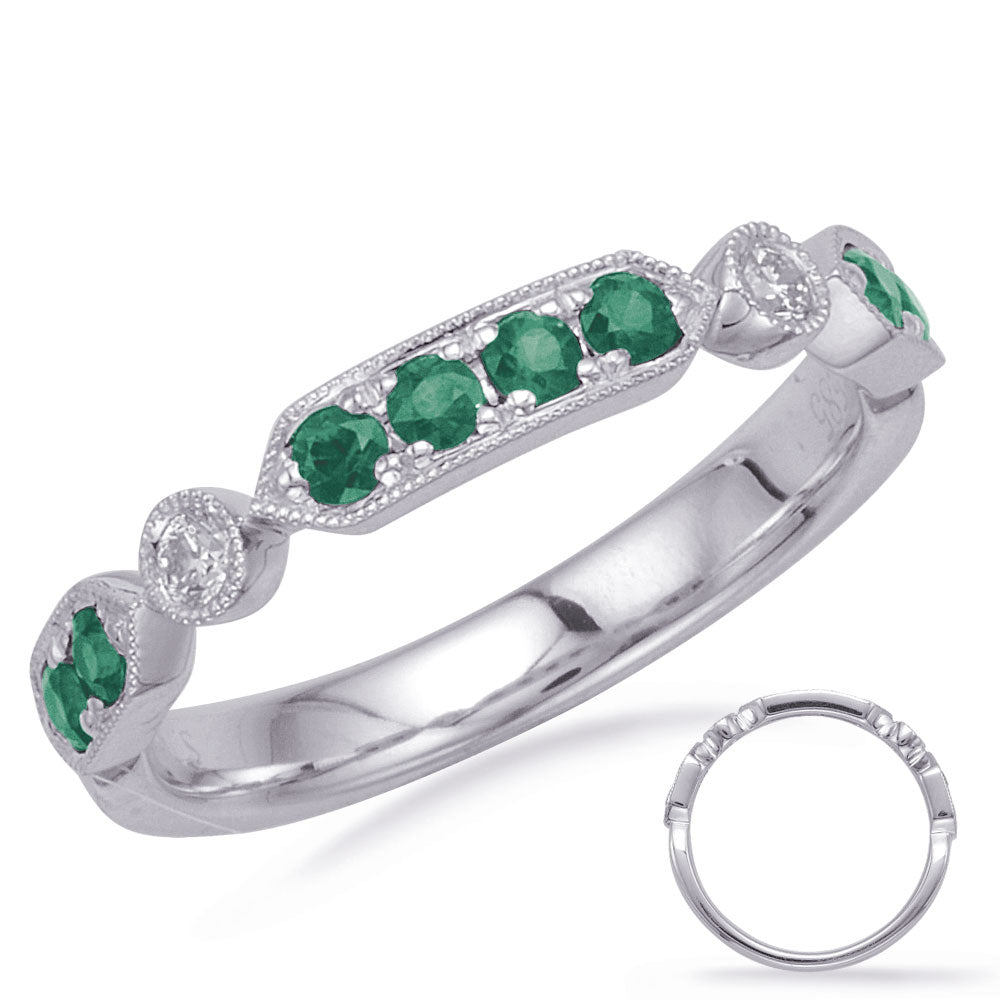 White Gold Emerald &amp; Diamond Ring