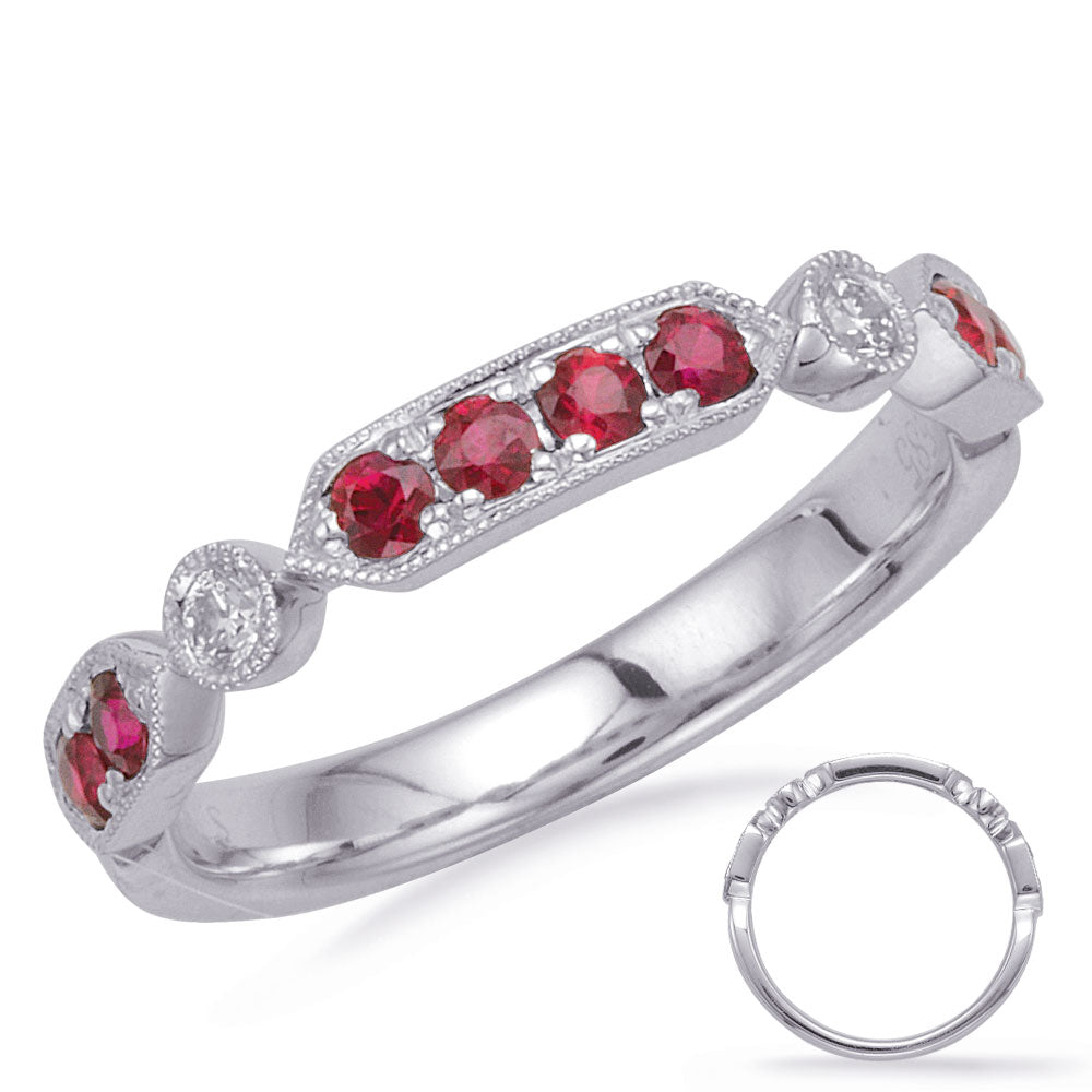 White Gold Ruby &amp; Diamond Ring