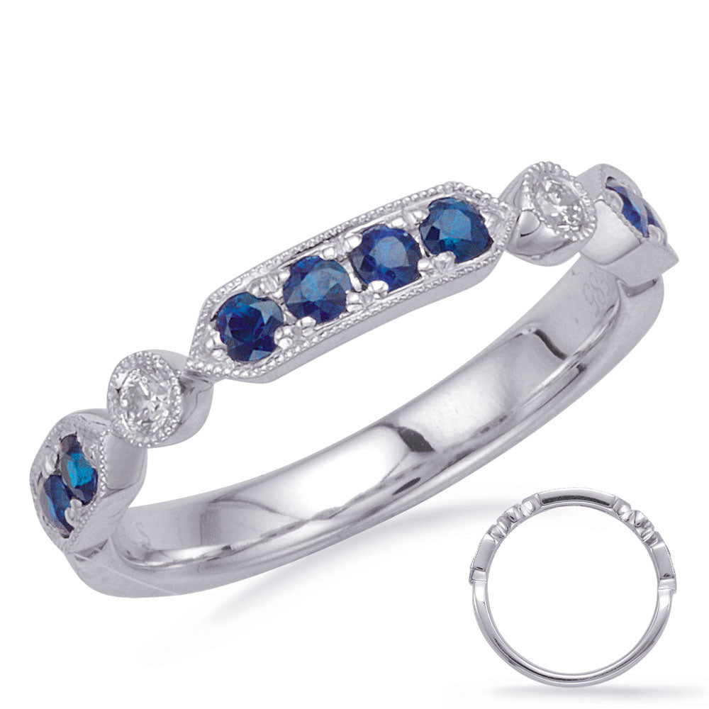 White Gold Sapphire &amp; Diamond Ring