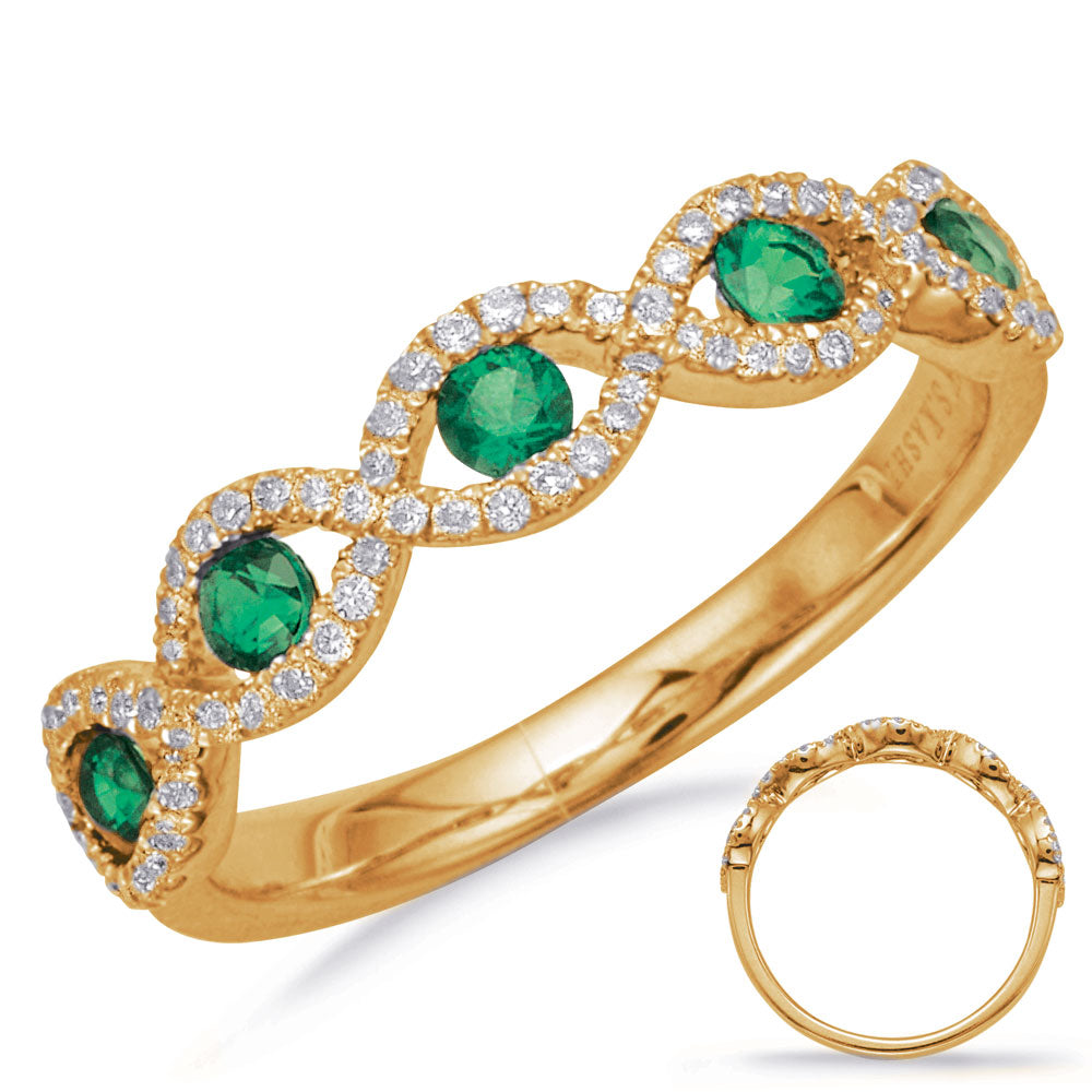 Yellow Gold Emerald &amp; Diamond Ring