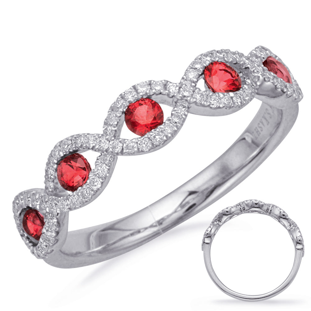 White Gold Ruby &amp; Diamond Ring