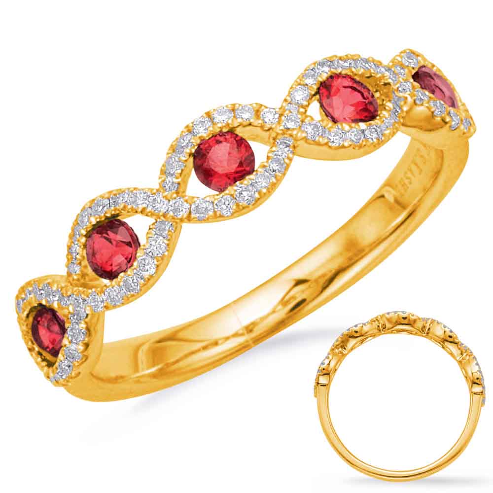 Yellow Gold Ruby &amp; Diamond Ring