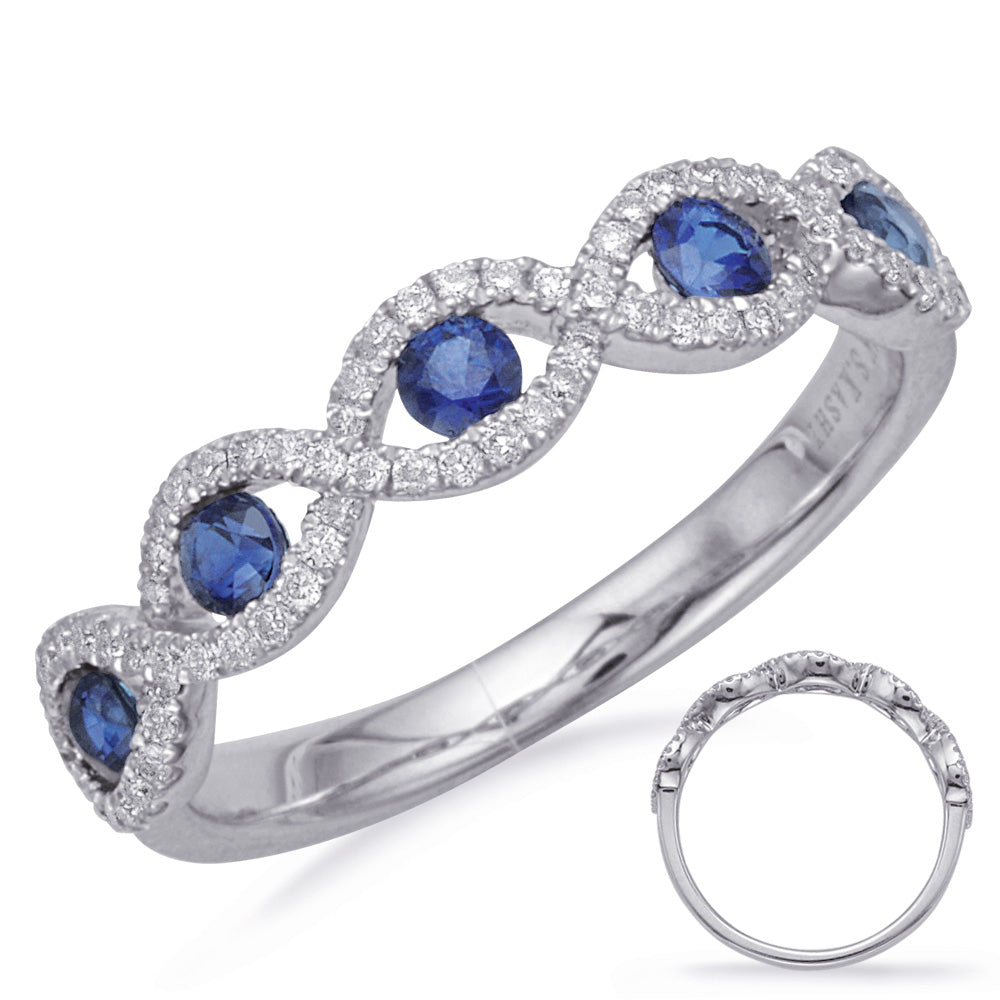 White Gold Sapphire &amp; Diamond Ring