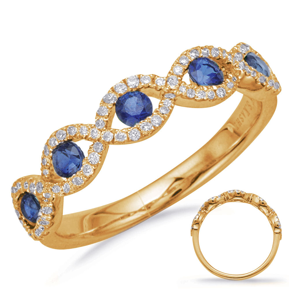 Yellow Gold Sapphire &amp; Diamond Ring