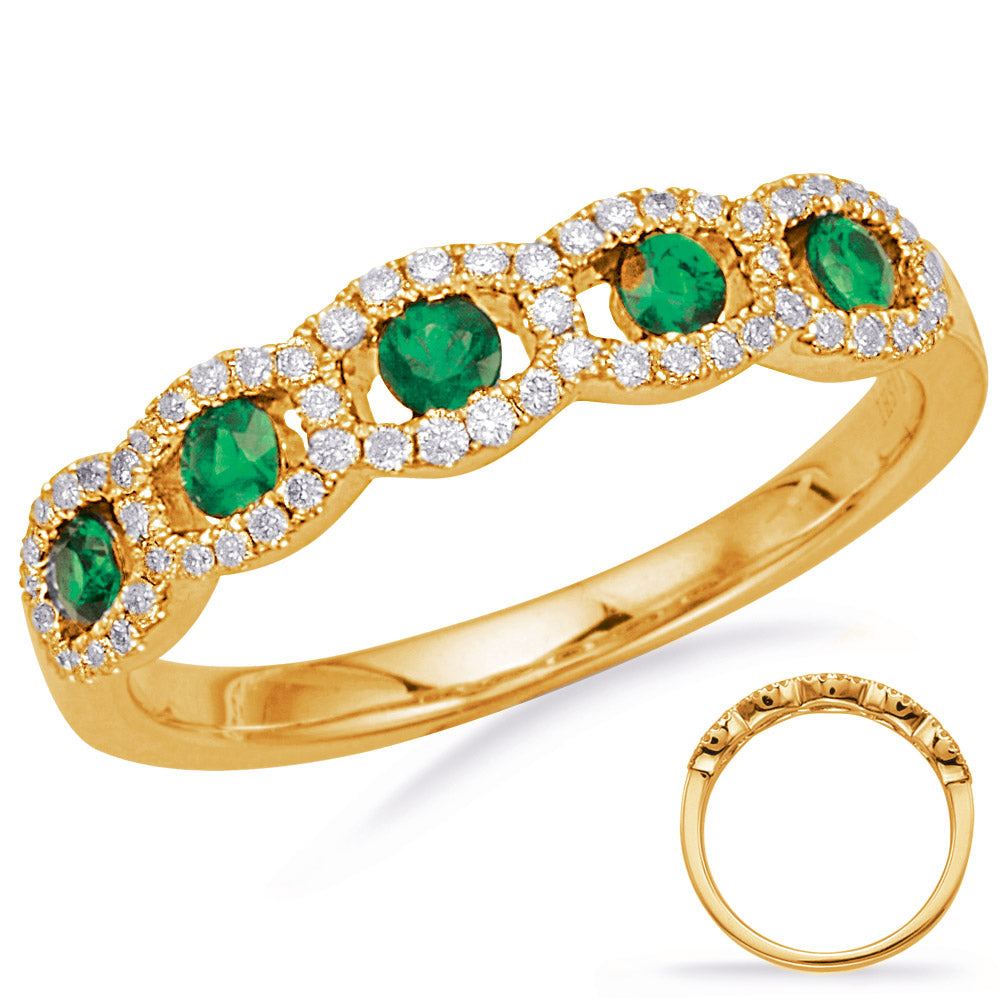 Yellow Gold Emerald &amp; Diamond Ring