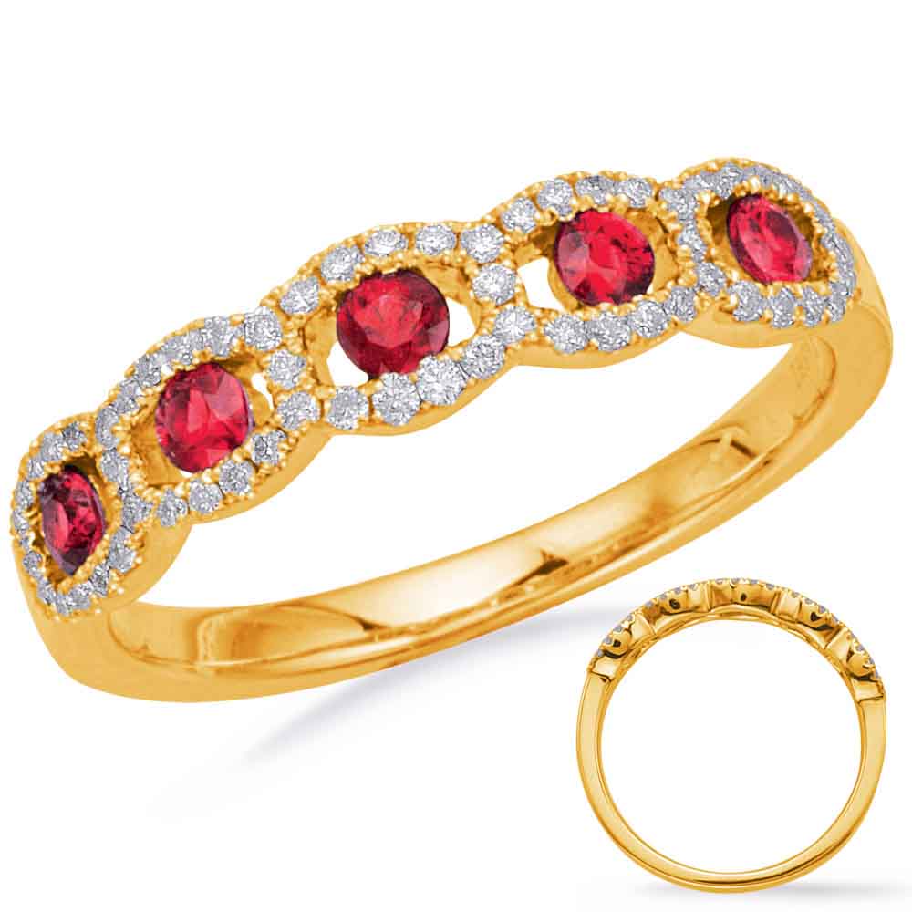 Yellow Gold Ruby &amp; Diamond Ring