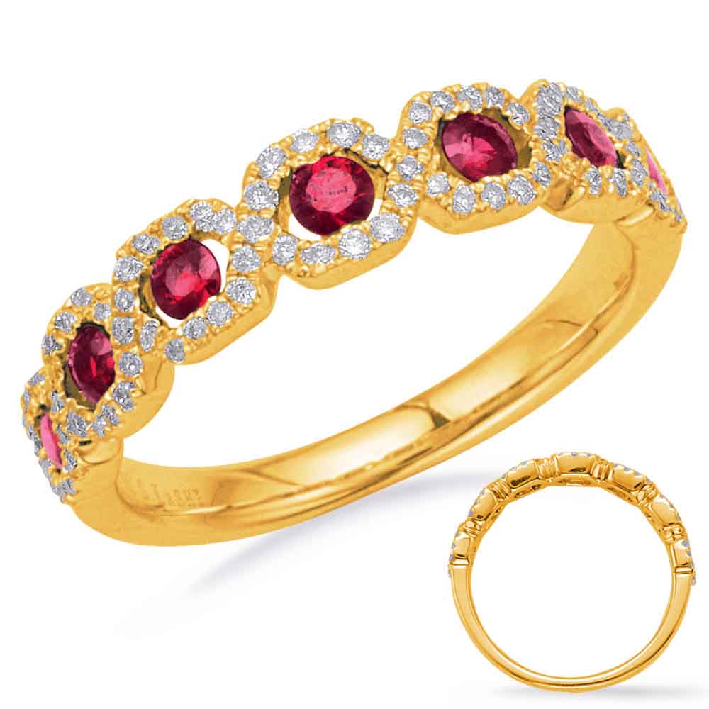 Yellow Gold Ruby &amp; Diamond Ring