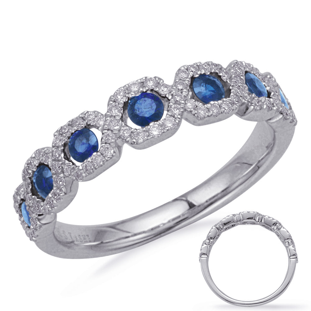 White Gold Sapphire &amp; Diamond Ring