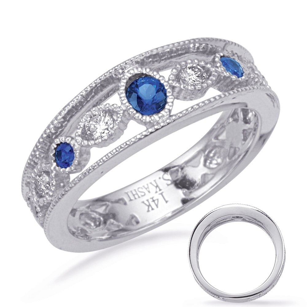 White Gold Sapphire &amp; Diamond Ring