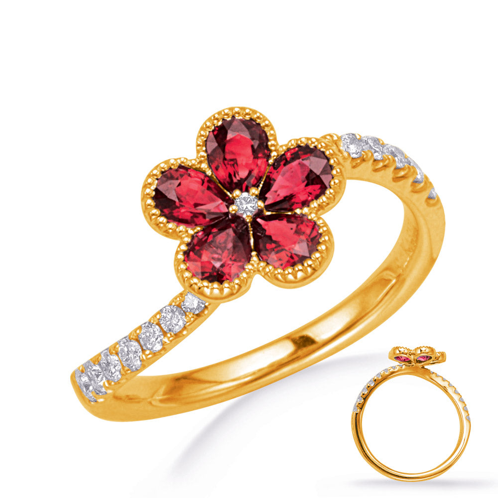 Yellow Gold Ruby &amp; Diamond Ring