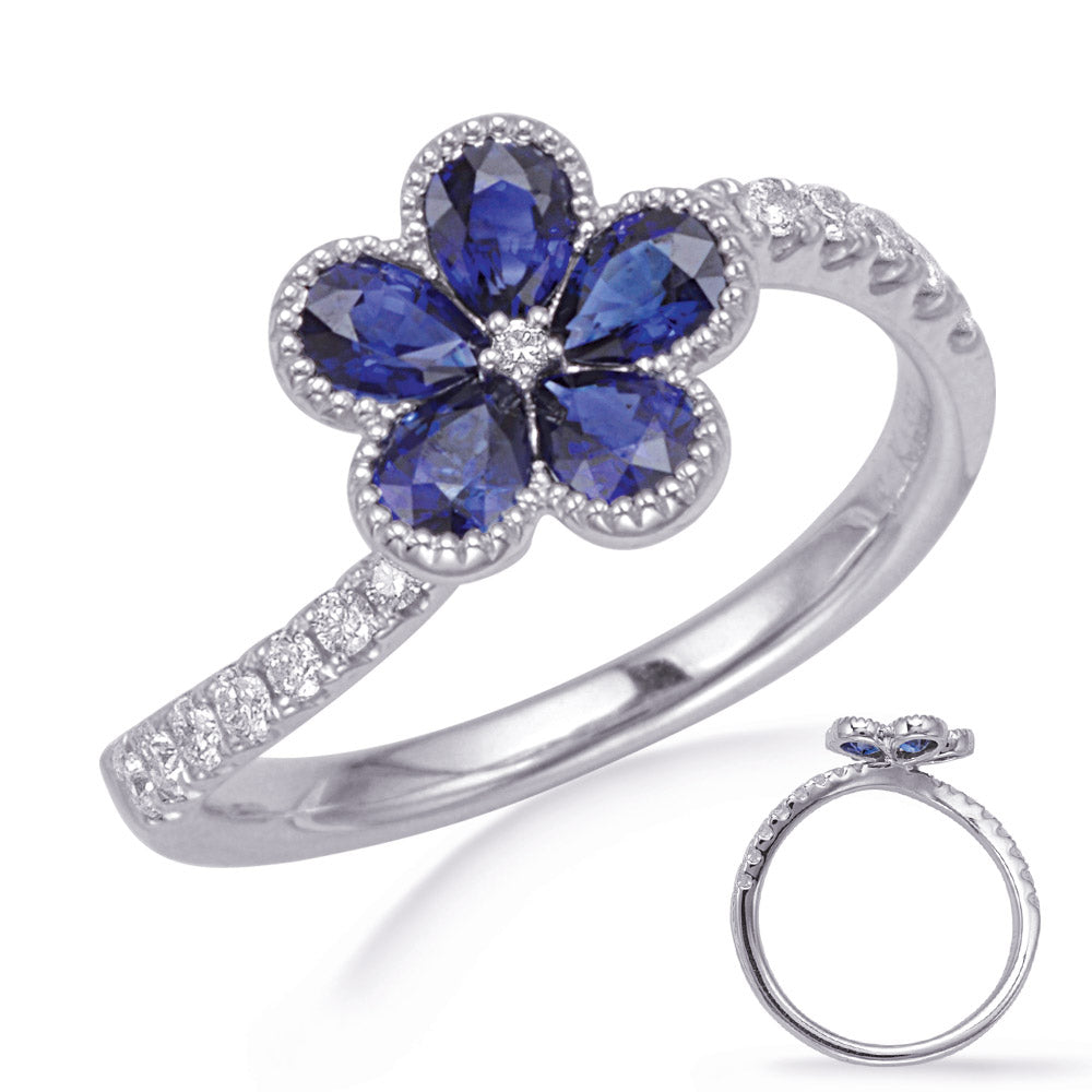 White Gold Sapphire &amp; Diamond Ring