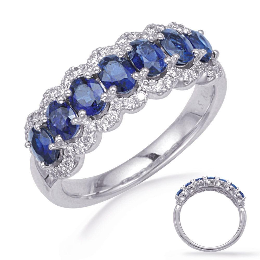 White Gold Sapphire &amp; Diamond Ring