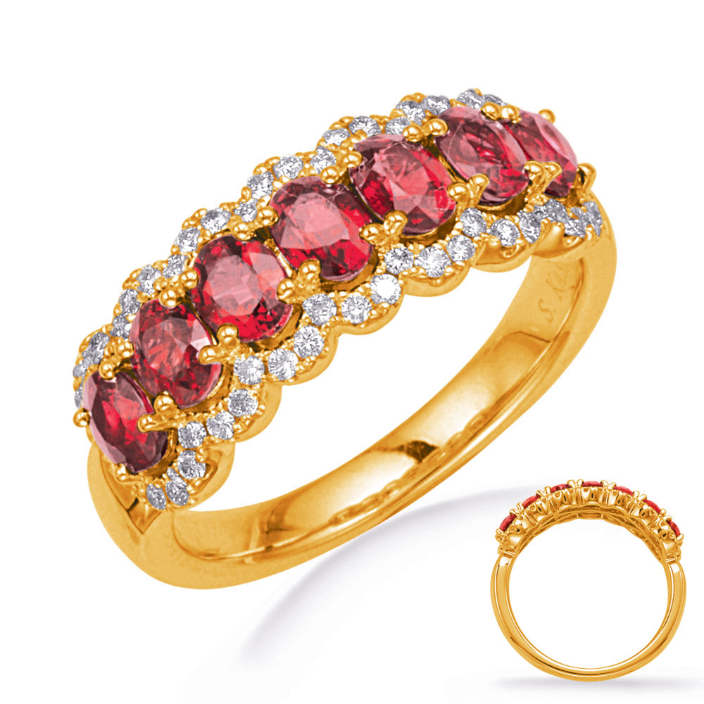 Yellow Gold Ruby &amp; Diamond Ring